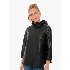 TUCKERNUCK Faye Blouse in Faux Black Leather - M